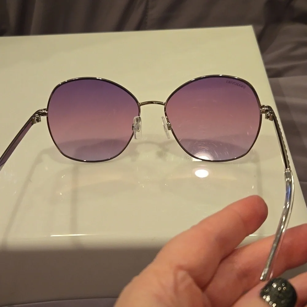 Swarovski Pastel Gradient round metal Sunglasses brand new in case